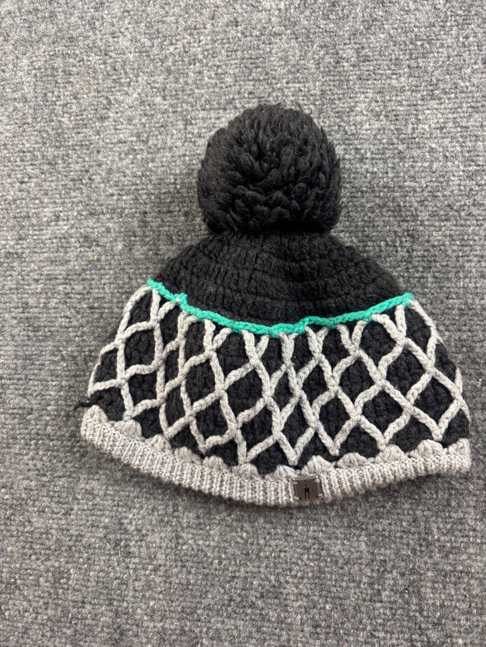 SMARTWOOL Women’s Black/Grey Knit Winter Beanie w/Pom One Size
